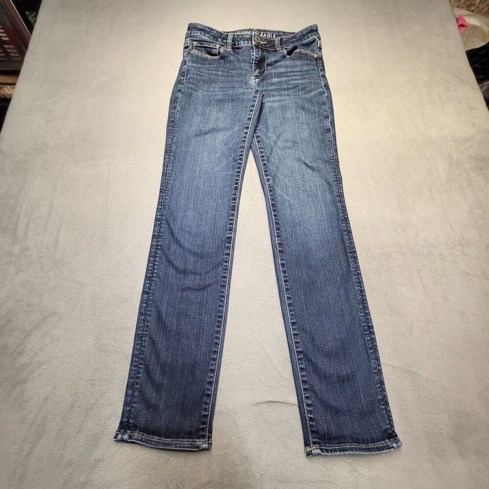 American Eagle Outfitters Jeans Womens 4 Blue Skinny‎ Stretch Distressed Denim